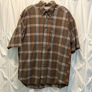 Columbia XL mens short sleeve button down brown shirt
